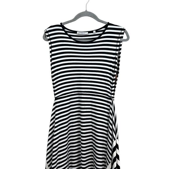 Patrizia Luca Stripe Midi Dress Stretch Striped Asymmetric Hem Sleeveless Sz S - Picture 2 of 7